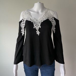 Off shoulder lace crochet top